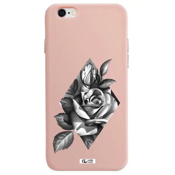 a drawing of a rose Apple iPhone 6 Silicone pastel pink Case