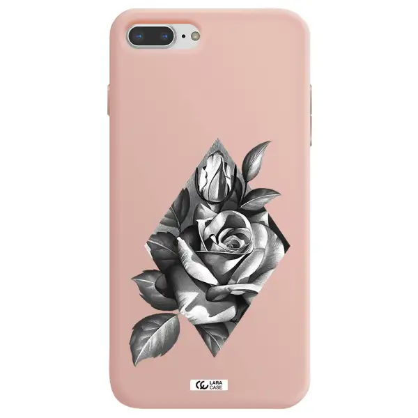 a drawing of a rose Apple iPhone 7 plus Silicone pastel pink Case