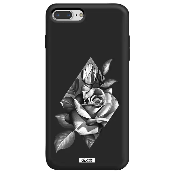 a drawing of a rose Apple iPhone 8 plus Silicone black Case