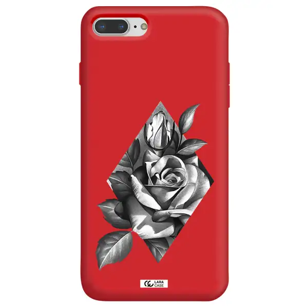 a drawing of a rose Apple iPhone 8 plus Silicone Imperial Red Case