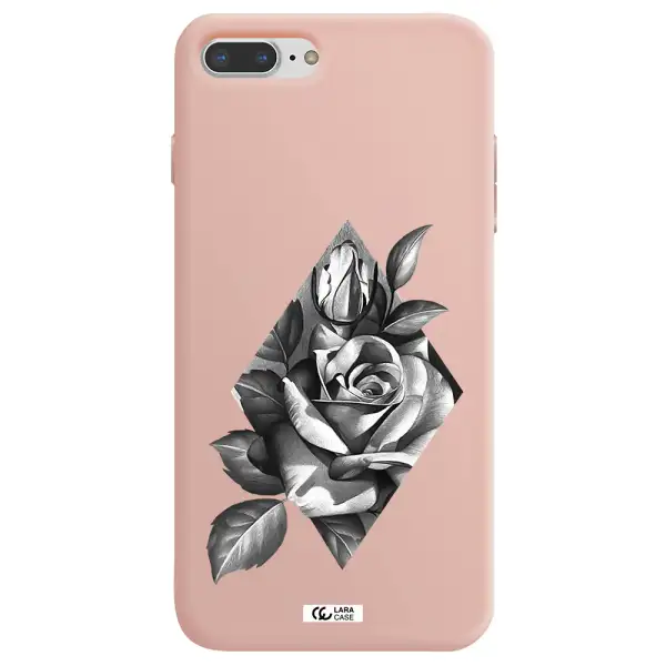 a drawing of a rose Apple iPhone 8 plus Silicone pastel pink Case
