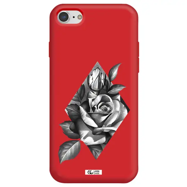 a drawing of a rose Apple iPhone 8 Silicone Imperial Red Case