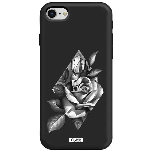 a drawing of a rose Apple iPhone se 2020 Silicone black Case