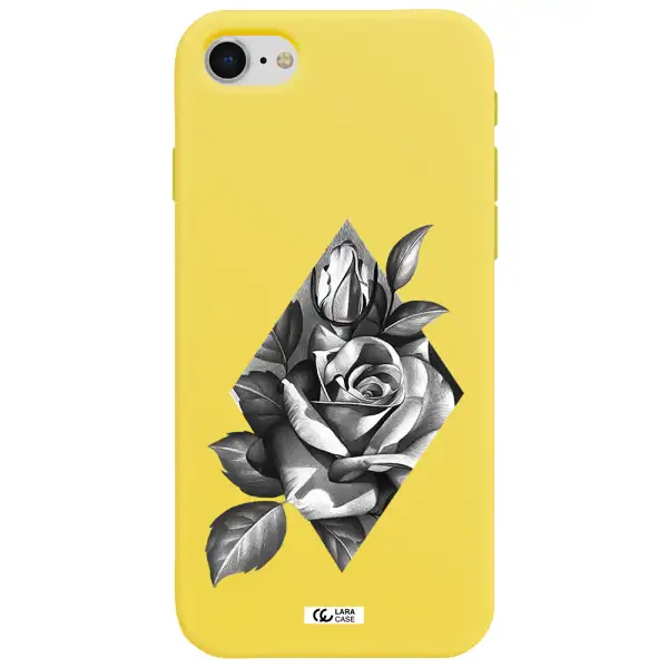 a drawing of a rose Apple iPhone se 2020 Silicone canary yellow Case