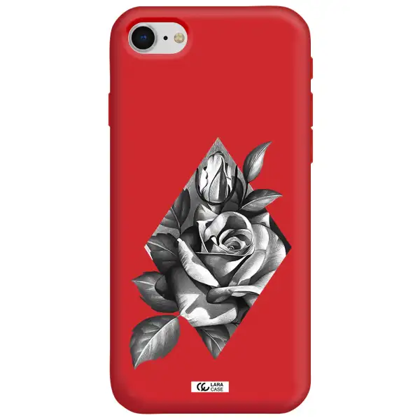 a drawing of a rose Apple iPhone se 2020 Silicone Imperial Red Case