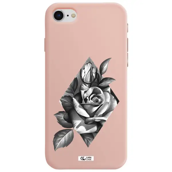 a drawing of a rose Apple iPhone se 2020 Silicone pastel pink Case