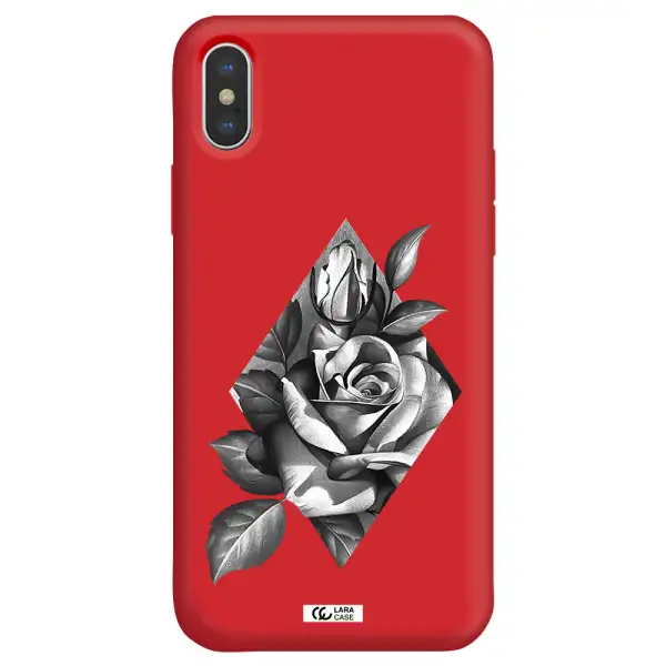 a drawing of a rose Apple iPhone X Silicone Imperial Red Case
