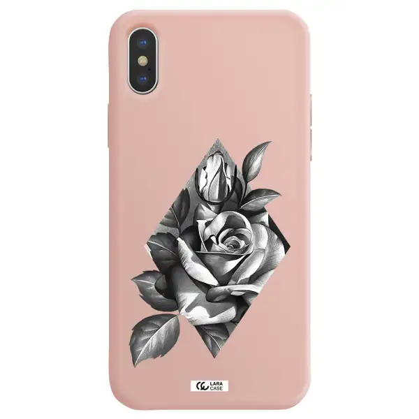 a drawing of a rose Apple iPhone X Silicone pastel pink Case