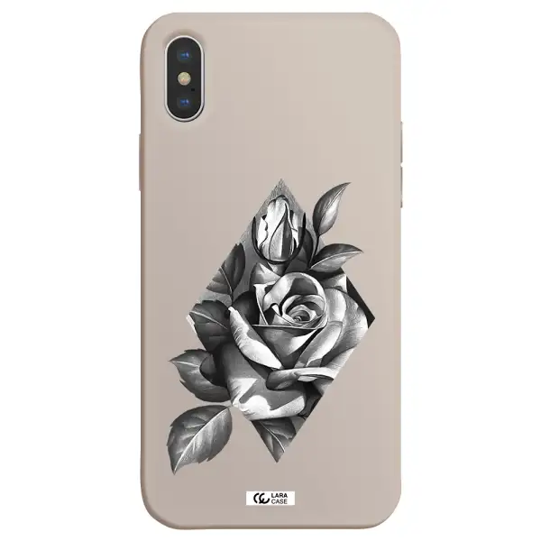 a drawing of a rose Apple iPhone X Silicone Stone Case