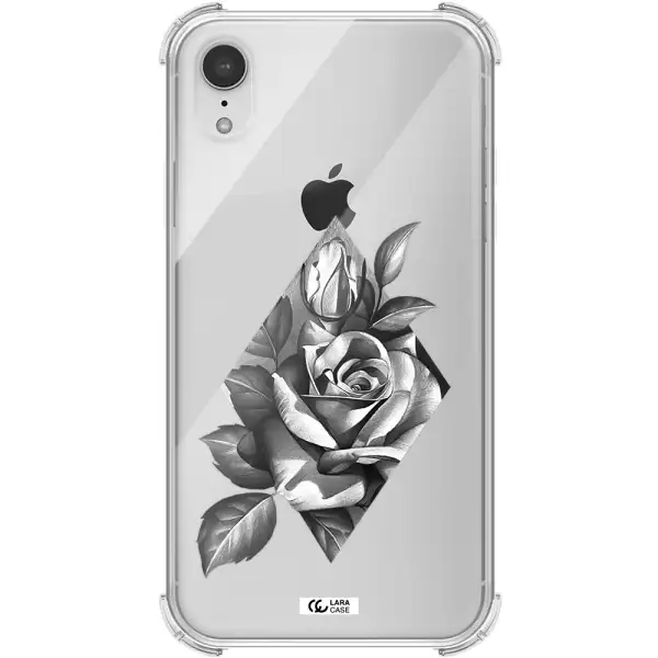 a drawing of a rose Apple iPhone XR Clear PC Case