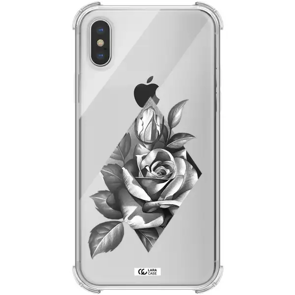 a drawing of a rose Apple iPhone XS Clear PC Case