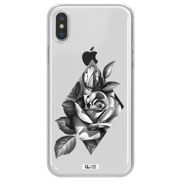 a drawing of a rose Apple iPhone XS Clear TPU Case