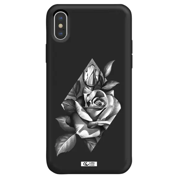 a drawing of a rose Apple iPhone XS Silicone black Case