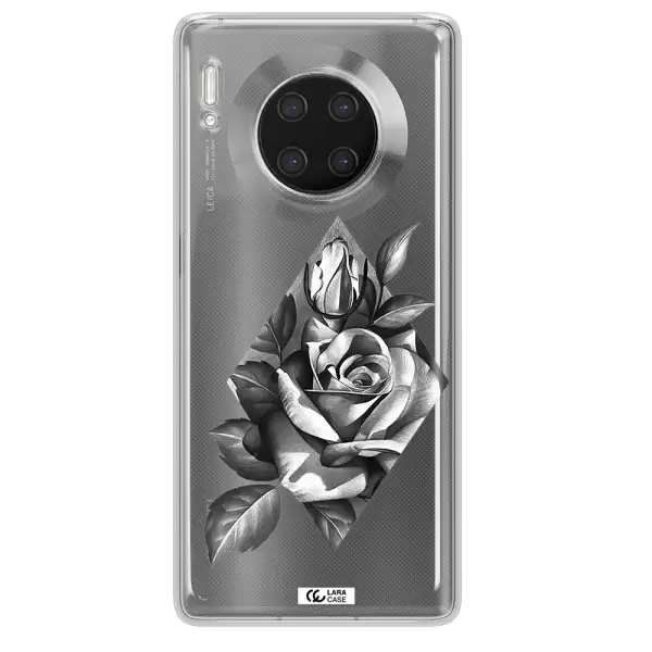 a drawing of a rose Huawei Mate 30 Pro Clear TPU Case