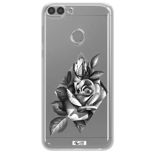 a drawing of a rose Huawei P Smart 2017 Clear TPU Case