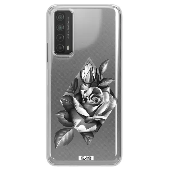 a drawing of a rose Huawei P Smart 2021 Clear TPU Case