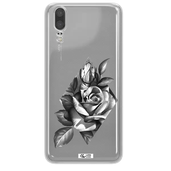 a drawing of a rose Huawei P20 Clear TPU Case