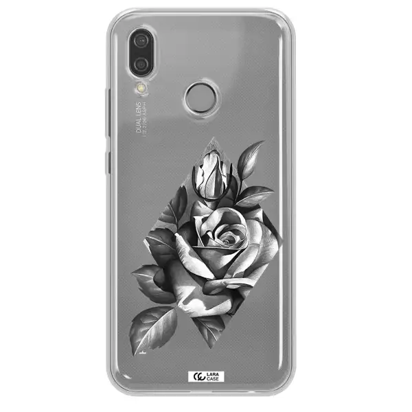 a drawing of a rose Huawei P20 Lite Clear TPU Case