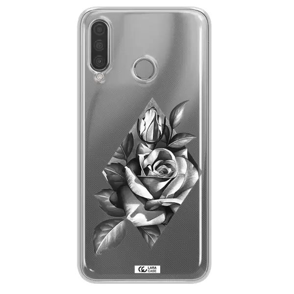 a drawing of a rose Huawei P30 Lite Clear TPU Case