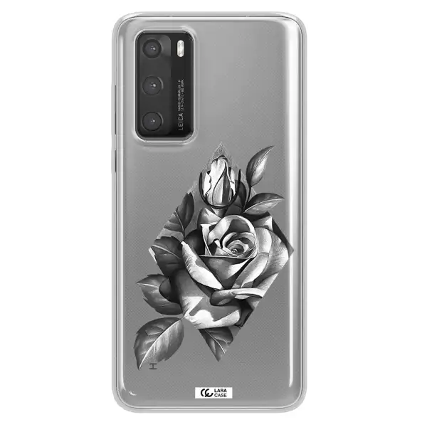 a drawing of a rose Huawei P40 Clear TPU Case