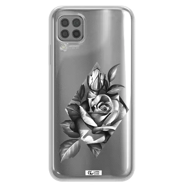 a drawing of a rose Huawei P40 Lite Clear TPU Case