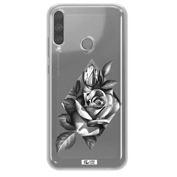 a drawing of a rose Huawei P40 Lite E Clear TPU Case