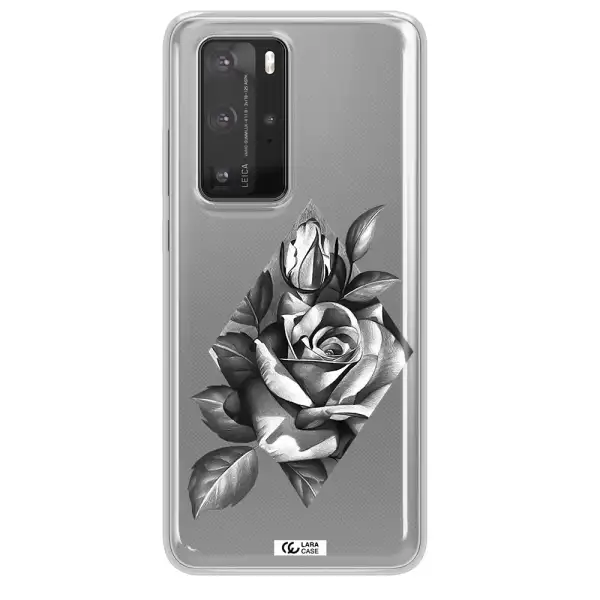 a drawing of a rose Huawei P40 Pro Clear TPU Case
