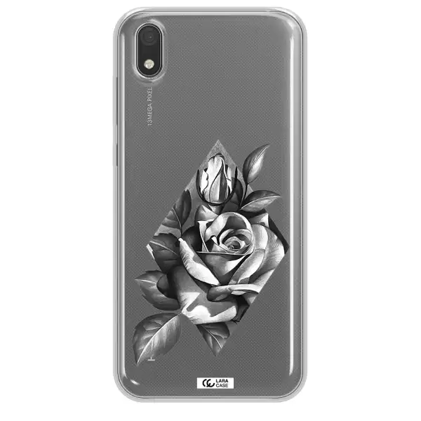 a drawing of a rose Huawei Y5 2019 Clear TPU Case