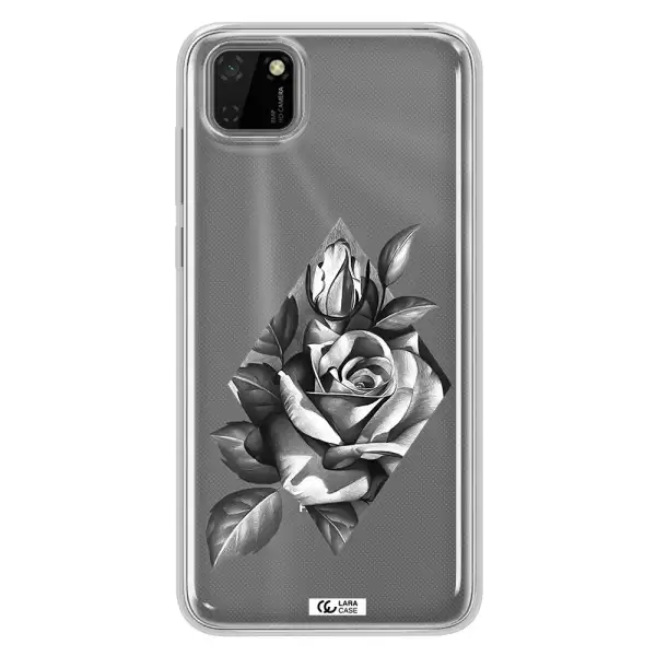 a drawing of a rose Huawei Y5P Clear TPU Case
