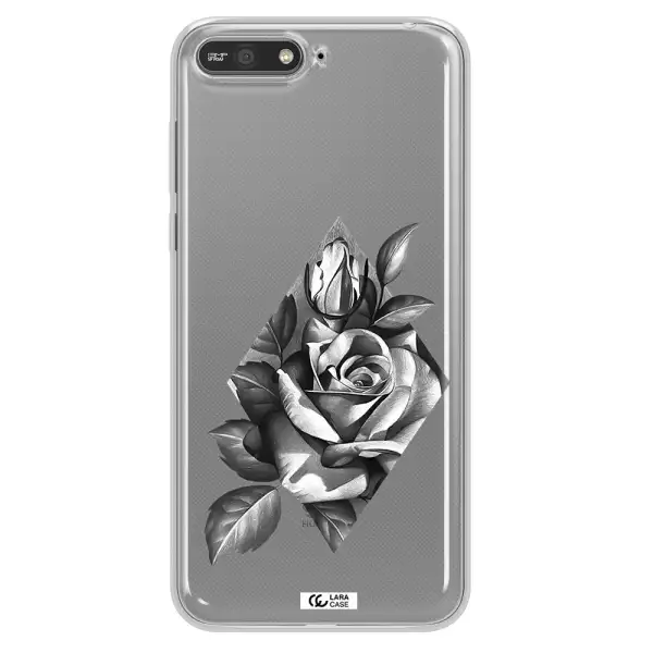 a drawing of a rose Huawei Y6 2018 Clear TPU Case