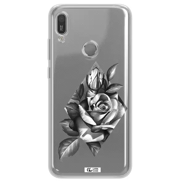 a drawing of a rose Huawei Y6 2019 Clear TPU Case