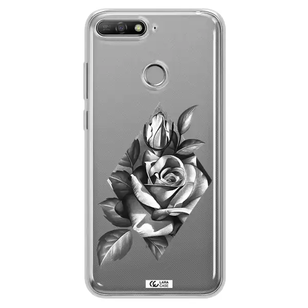 a drawing of a rose Huawei Y6 Prime 2018 Clear TPU Case