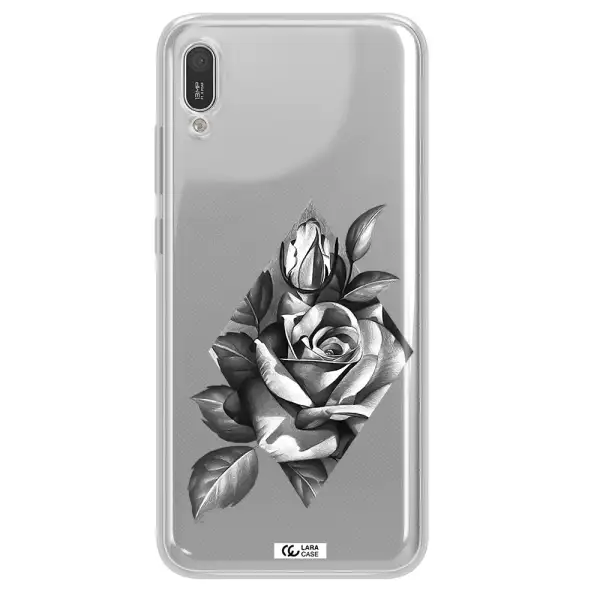 a drawing of a rose Huawei Y6 Pro 2019 Clear TPU Case