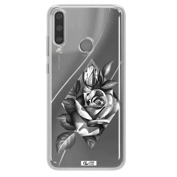 a drawing of a rose Huawei Y6P Clear TPU Case