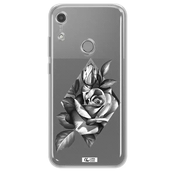 a drawing of a rose Huawei Y6S Clear TPU Case