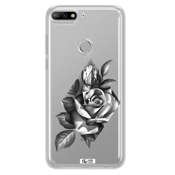 a drawing of a rose Huawei Y7 2018 Clear TPU Case