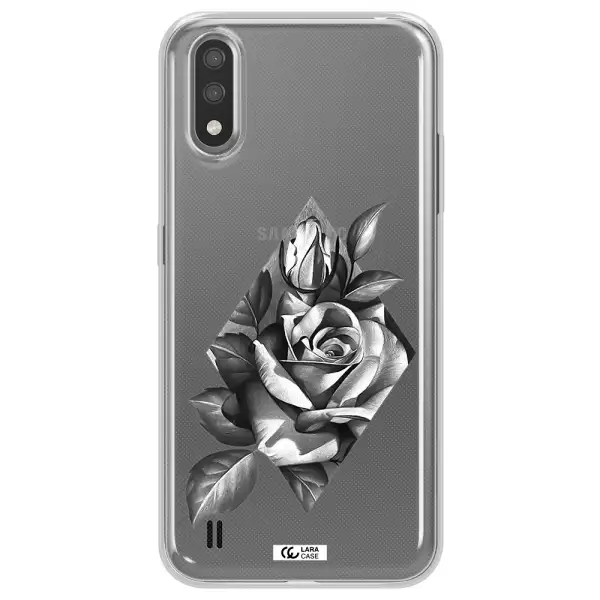a drawing of a rose Samsung A01 Clear TPU Case