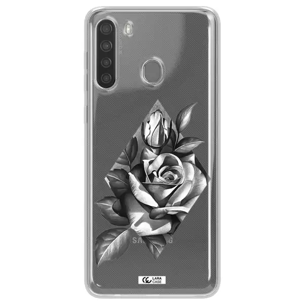 a drawing of a rose Samsung A21 Clear TPU Case