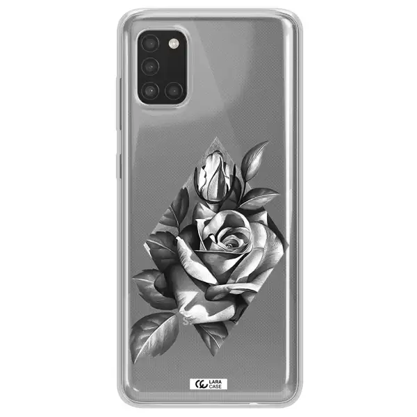 a drawing of a rose Samsung A31 Clear TPU Case