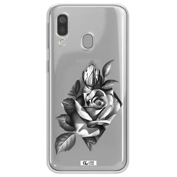 a drawing of a rose Samsung A40 Clear TPU Case
