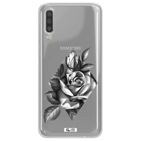 a drawing of a rose Samsung A70 Clear TPU Case