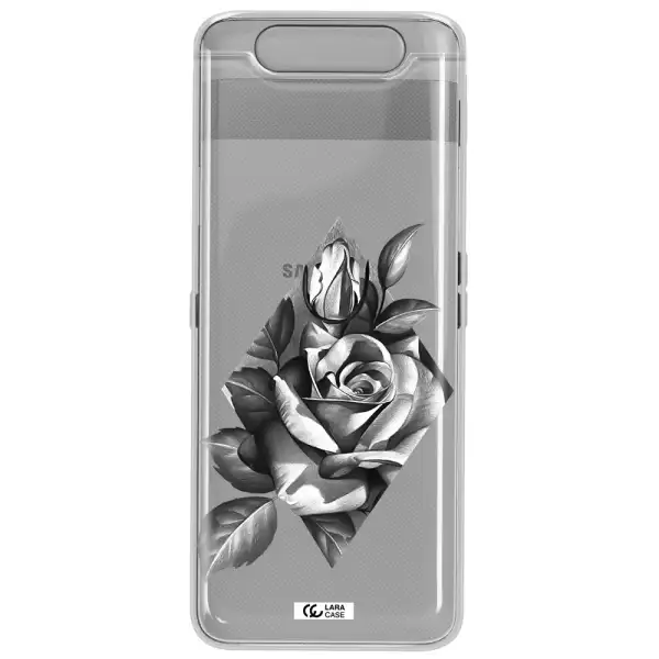 a drawing of a rose Samsung A80 Clear TPU Case