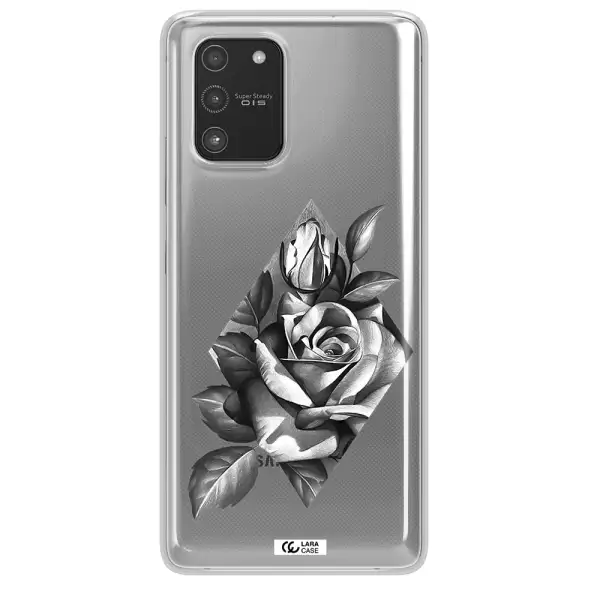 a drawing of a rose Samsung A91 Clear TPU Case