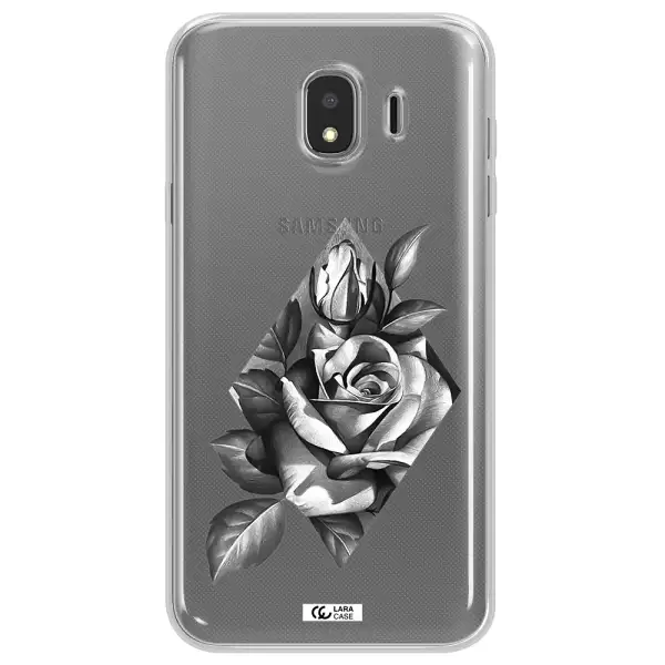 a drawing of a rose Samsung J4 Clear TPU Case