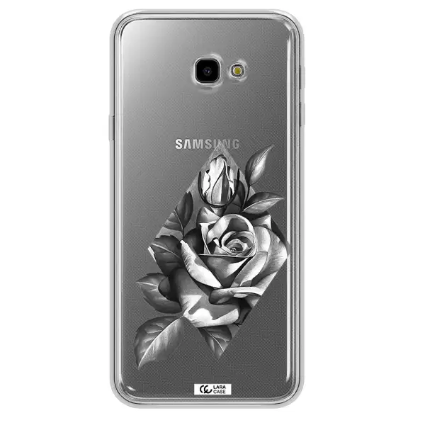 a drawing of a rose Samsung J4 Plus Clear TPU Case