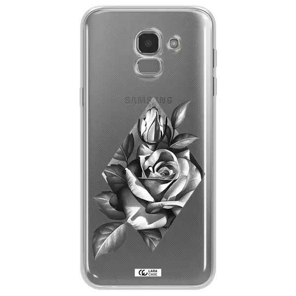 a drawing of a rose Samsung J6 Clear TPU Case