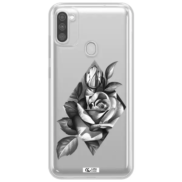 a drawing of a rose Samsung M11 Clear TPU Case