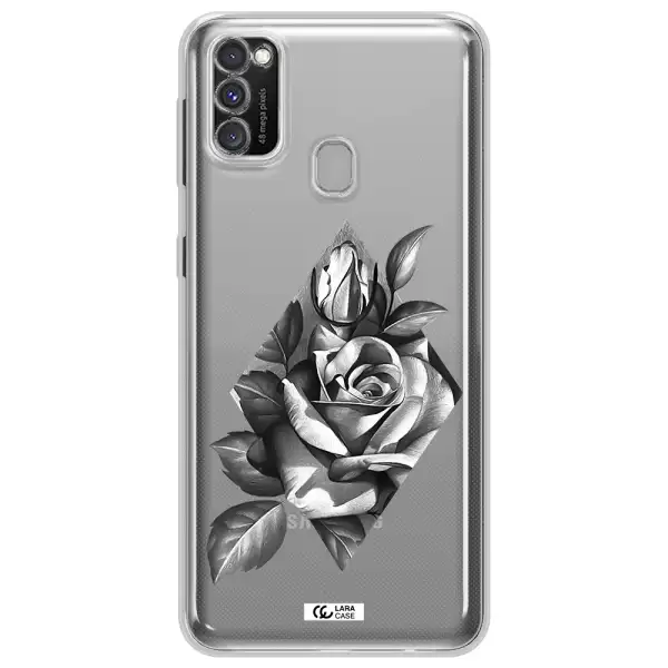 a drawing of a rose Samsung M30S Clear TPU Case