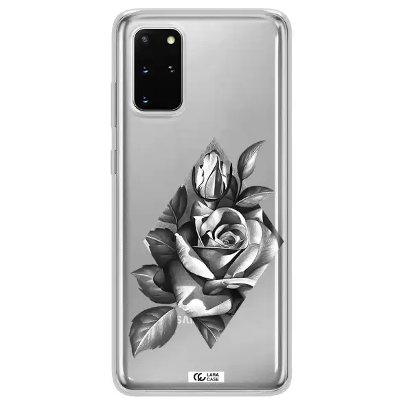 a drawing of a rose Samsung S 20 Plus Clear TPU Case