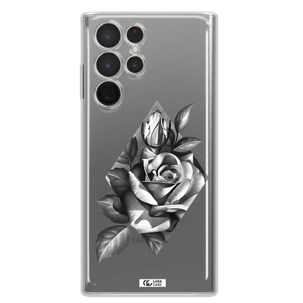 a drawing of a rose Samsung S 22 Ultra Clear TPU Case